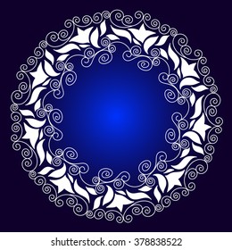 On a blue circular background abstract ornament