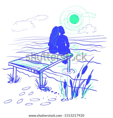 Similar – Image, Stock Photo Couple near traces of light