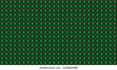 Sobre un fondo marrón una cuadrícula de círculos verdes y blancos.