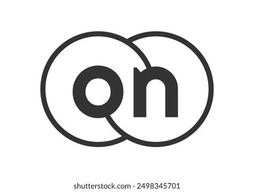 ON business company emblem with outline rounds and letters o n. Logo template of two merged circles for brand identity, logotype. Vector Infinity symbol  and technology sign.