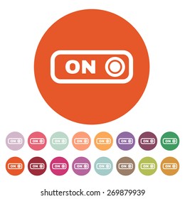The on button icon. Switch symbol. Flat Vector illustration. Button Set