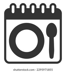 On the calendar plate and spoon  - icon, illustration on white background, glyph style