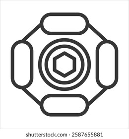 On Chain Outline Icon Vector Illustration