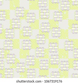 On a chess background there are a lot of wicker patches. Seamless easily editable pattern.