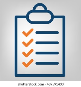 ?hecklist on a clipboard paper, flat line done icon, vector object