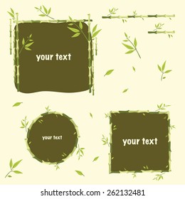 on a colored background painted frame from bamboo branches. frames of different shape and size there you can enter your text here