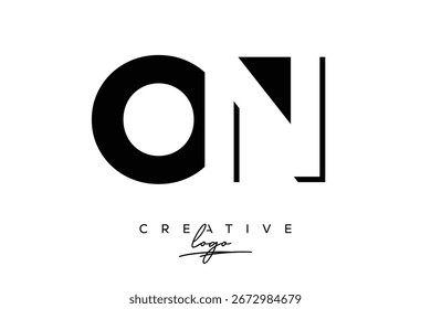 Logotipo creativo minimalista de espacio negativo de ON con monograma moderno para marca y logotipo de marca comercial con letras iniciales Diseño de logotipos para marca.