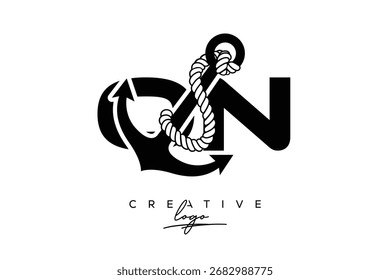 ON Creative Monogram Latte Logo mit Anker und Seildesign