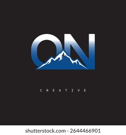 ON Creative Mountain Logo Bold Gradient Letter mark Branding Design for Business Outdoor Brands