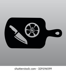 On a cutting board and knife is sliced lemon vector icon