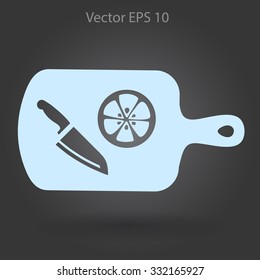 On a cutting board and knife is sliced lemon vector icon