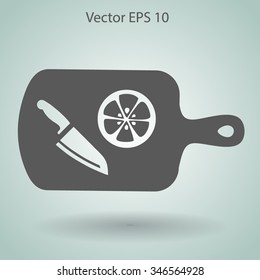 On a cutting board and knife is sliced lemon vector icon