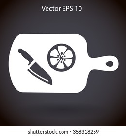 On a cutting board and knife is sliced lemon vector icon