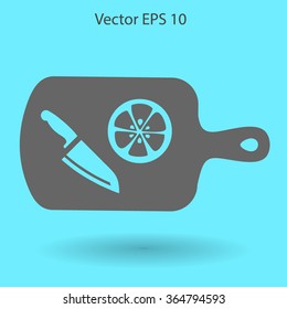 On a cutting board and knife is sliced lemon vector icon