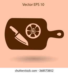 On a cutting board and knife is sliced lemon vector icon