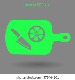 On a cutting board and knife is sliced lemon vector icon