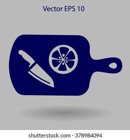 On a cutting board and knife is sliced lemon vector icon