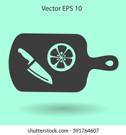 On a cutting board and knife is sliced lemon vector icon