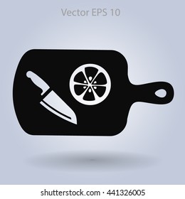 On a cutting board and knife is sliced lemon vector icon