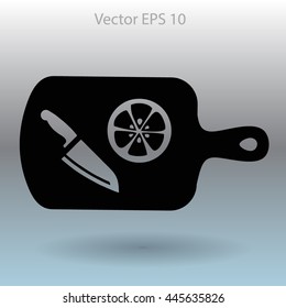 On a cutting board and knife is sliced lemon vector icon