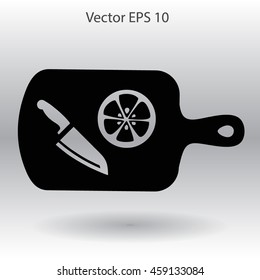 On a cutting board and knife is sliced lemon vector icon