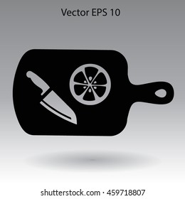 On a cutting board and knife is sliced lemon vector icon