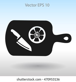 On a cutting board and knife is sliced lemon vector icon