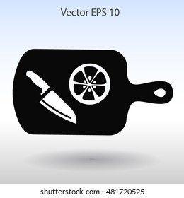 On a cutting board and knife is sliced lemon vector icon