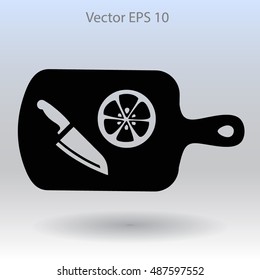 On a cutting board and knife is sliced lemon vector icon