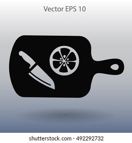 On a cutting board and knife is sliced lemon vector icon