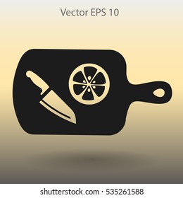 On a cutting board and knife is sliced lemon vector icon