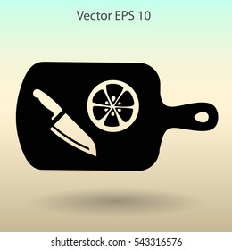On a cutting board and knife is sliced lemon vector icon