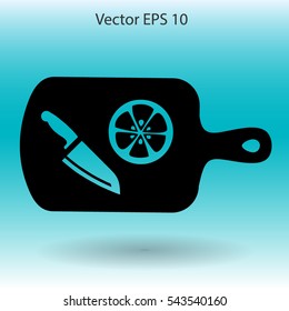 On a cutting board and knife is sliced lemon vector icon