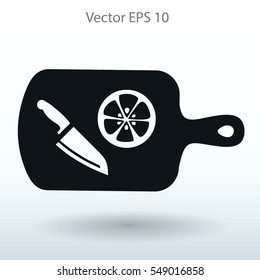 On a cutting board and knife is sliced lemon vector icon