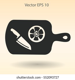On a cutting board and knife is sliced lemon vector icon
