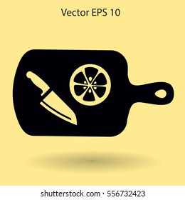 On a cutting board and knife is sliced lemon vector icon