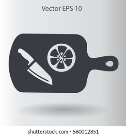On a cutting board and knife is sliced lemon vector icon