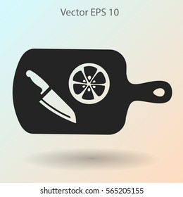 On a cutting board and knife is sliced lemon vector icon
