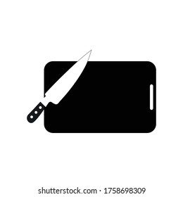 On a cutting board and knife vector icon