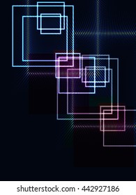 On a dark background crossing geometric shapes