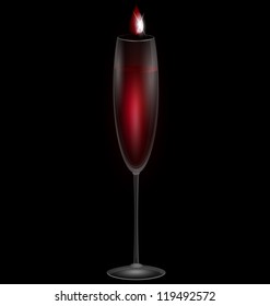 on a dark background are a glass of red wine and a drop of poison