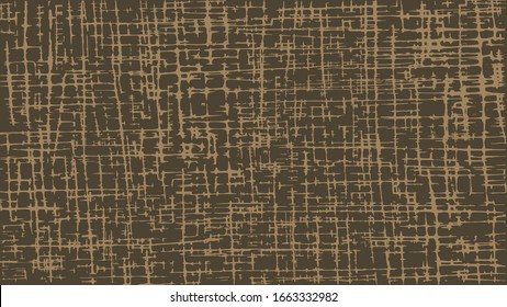 En un fondo de oliva oscuro, se encuentran trazos horizontales y verticales de color ocre.