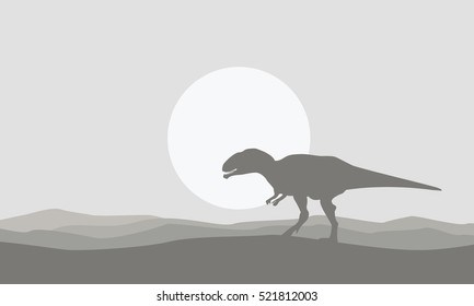 On the desert mapusaurus scenery of silhouettes