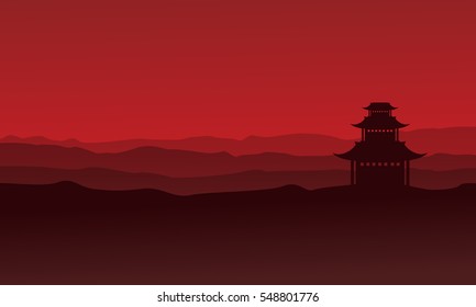 On desert pavilion of scenery