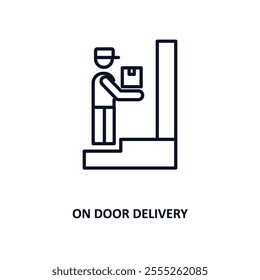 on door delivery outline icon.  Thin line icon from delivery and logistic collection. Editable vector isolated on white background