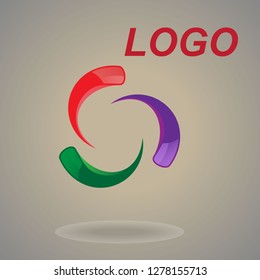 On the drawing a logo in the form of a circle, multi-colored. With a shadow logo for a new company, a logo for a new institution, a new project.