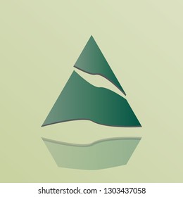 On the drawing the logo of the triangle is cut, the green logo. Logo for the company, the company.