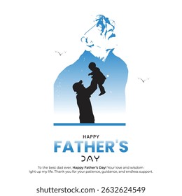 On Father's Day a Father Carry Son on His Shoulder