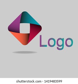 On the figure the logo is in the form of a square in different colors, below the shadow. Logo for a new company, institution, enterprise.