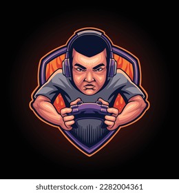 on fire boy gamer mascot logo